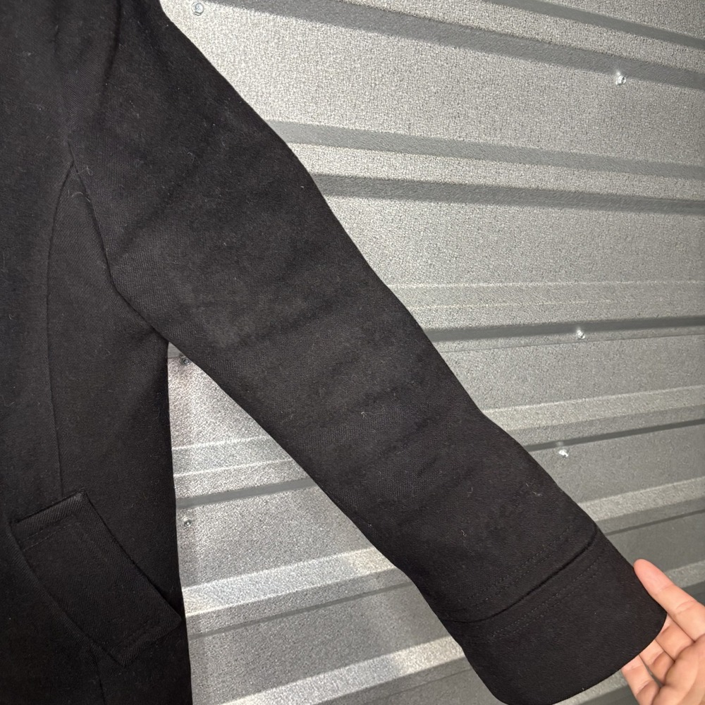 J Crew Mens Black Wool Blend Button Up Funnel Neck Coat **NO SIZE** - Picture 3 of 16